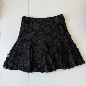 Tracy Evans Limited Women's Black Embroidered Y2K Midi Skirt Ruffle Size 7